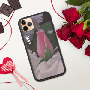 Love Pink Rose Biodegradable Phone Case