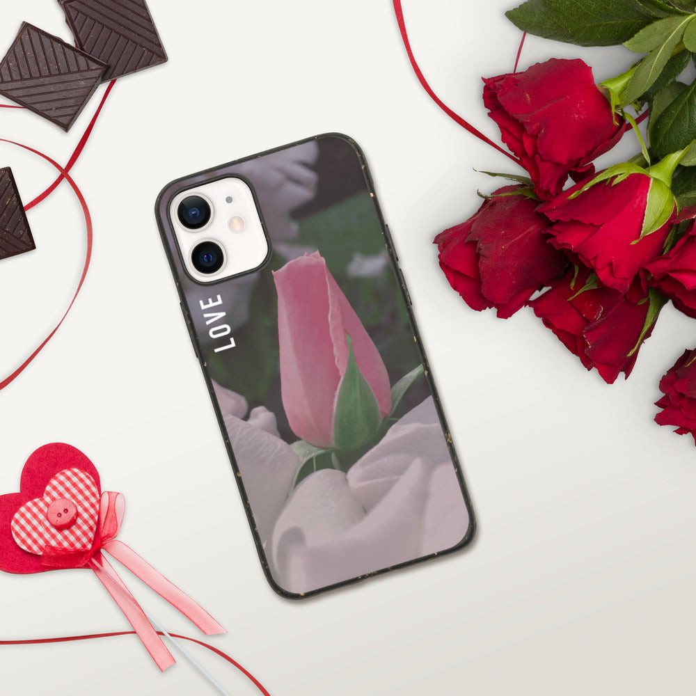 Love Pink Rose Biodegradable Phone Case