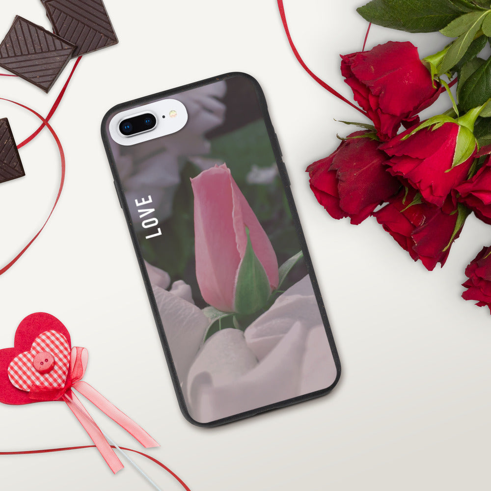 Love Pink Rose Biodegradable Phone Case