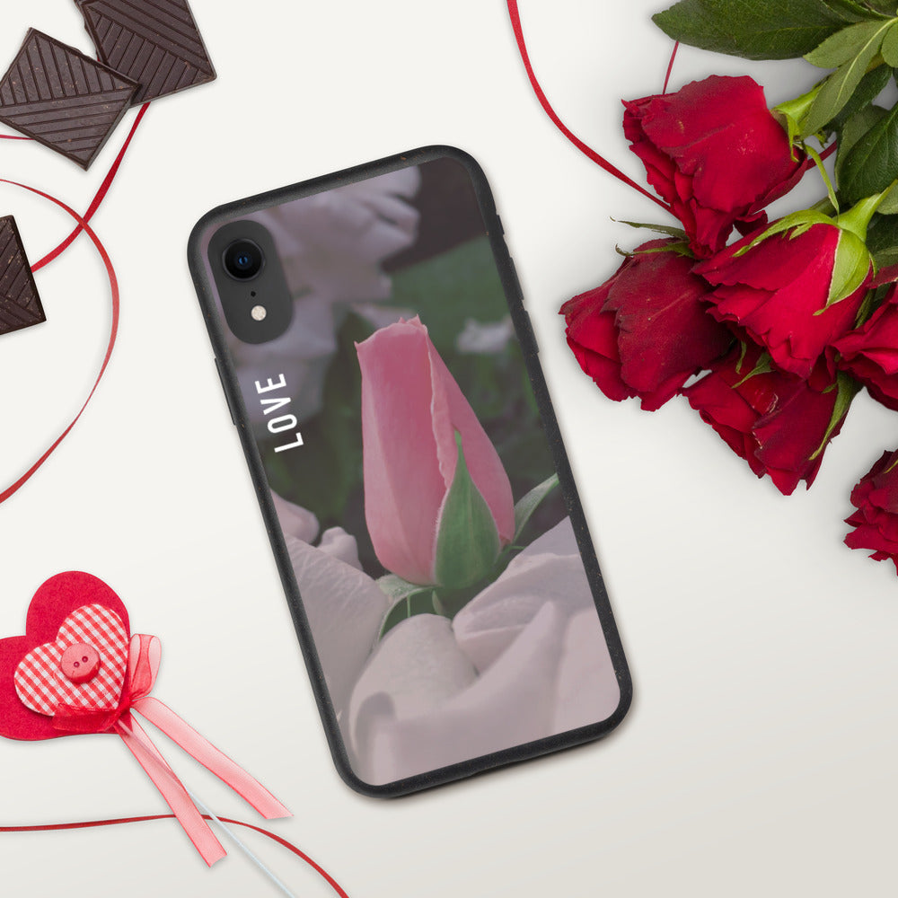 Love Pink Rose Biodegradable Phone Case