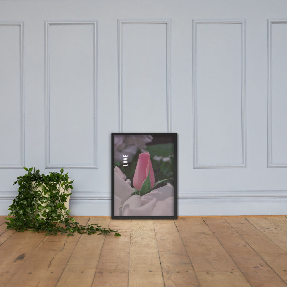 Love Pink Rose Framed Poster