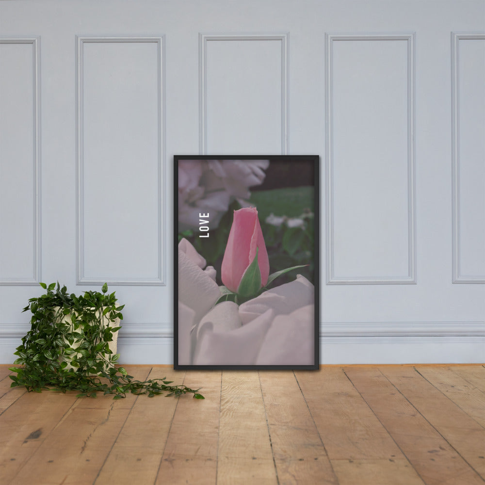 Love Pink Rose Framed Poster