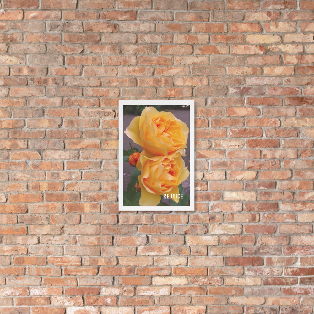 Rejoice Yellow Rose Framed Poster