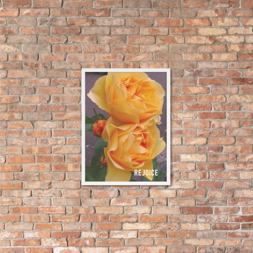 Rejoice Yellow Rose Framed Poster